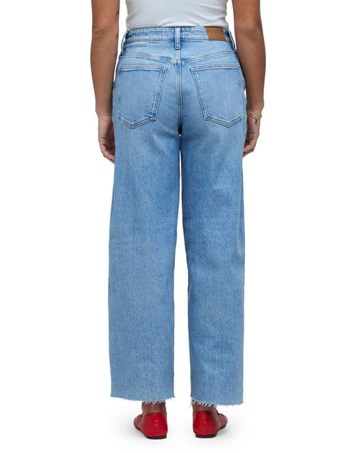 Madewell Blue The Perfect Raw Hem Wide Leg Crop Jeans