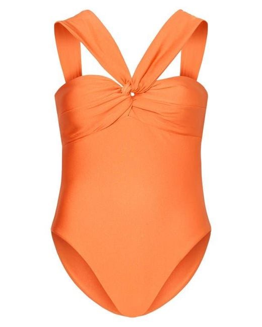 MILLY Orange Betsy Gloss Bandeau One-Piece Swimsuit