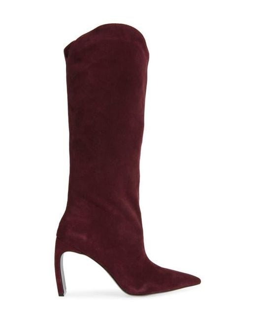 Jeffrey Campbell Red Pinpoint Pointed Toe Knee High Boot
