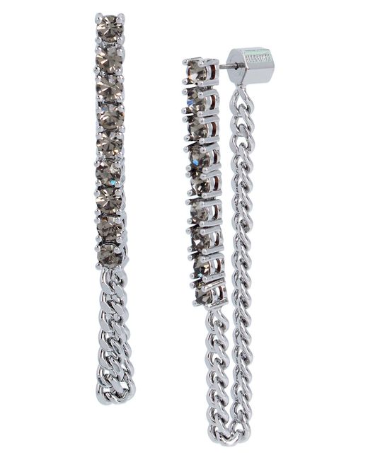 AllSaints White Crystal Draped Chain Front/back Earrings