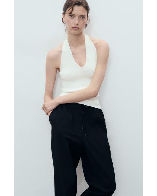 Mango Blue Flowy Drawstring Pants