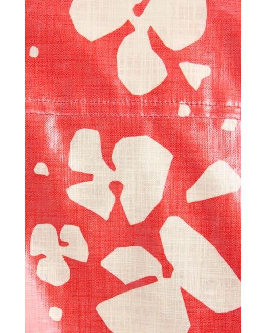 Dries Van Noten Red Vorries Print Coated Cotton Jacket for men