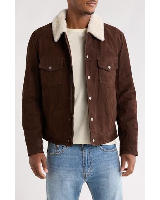 Boss Brown X Beckham Mordy Suede & Genuine Shearling Jacket for men