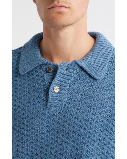 Obey Blue Loreto Textured Polo Sweater for men