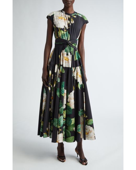 Giambattista Valli Green Giant Bloom Print Maxi Dress