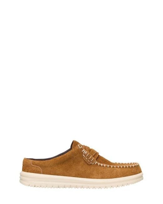HeyDude Brown Wally Nxt Suede Loafer Mule for men