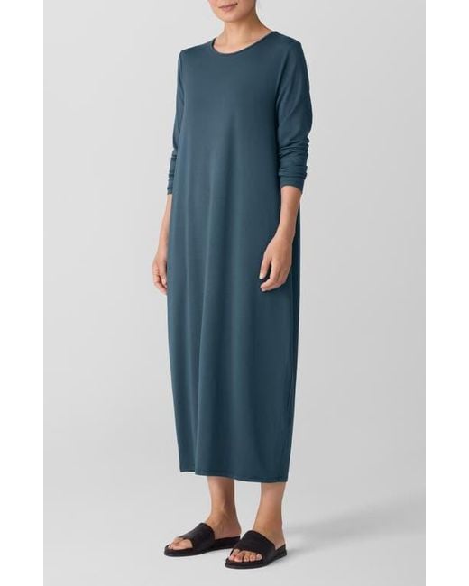 Eileen Fisher Blue Long Sleeve Maxi Dress