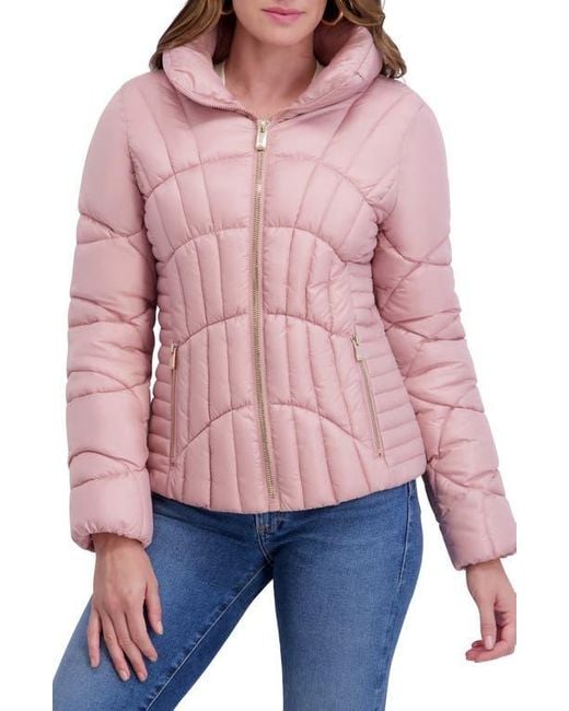 Kensie Red Hooded Puffer Jacket