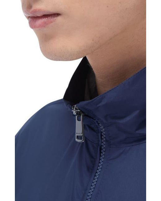 Bugatchi Blue Water Repellent Packable Jacket With Removable Hood for men