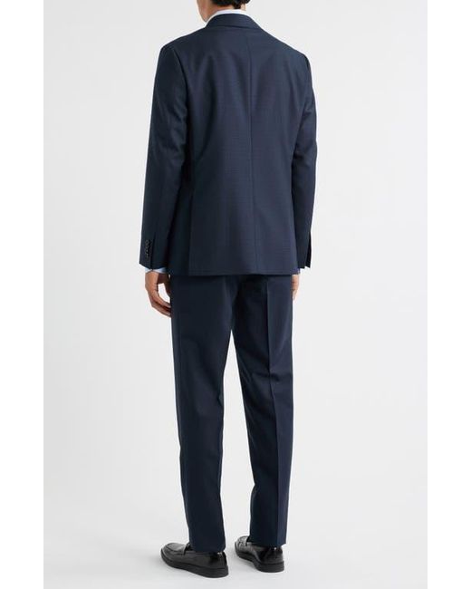 Canali Blue Kei Trim Fit Mélange Textured Wool Suit for men