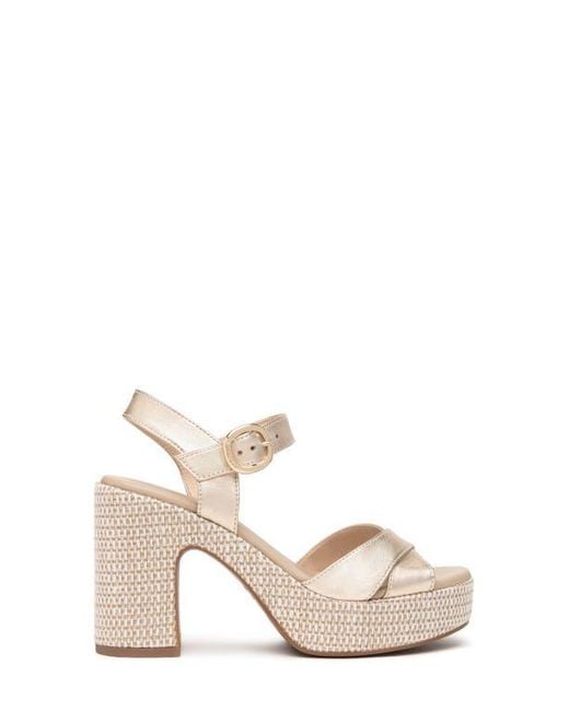 Nero Giardini Metallic Ankle Strap Platform Sandal
