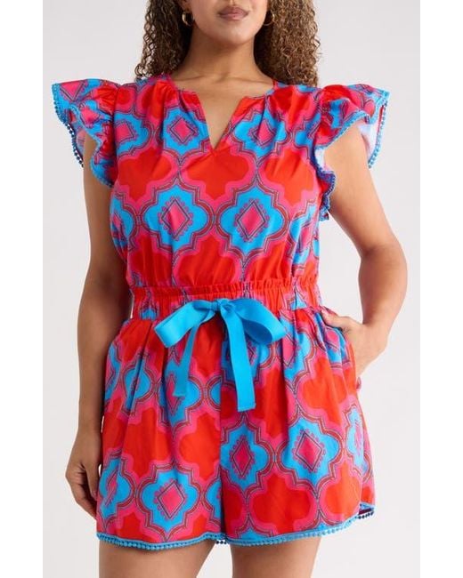 Sugarlips Red Devant Carya Ruffle Cotton Top