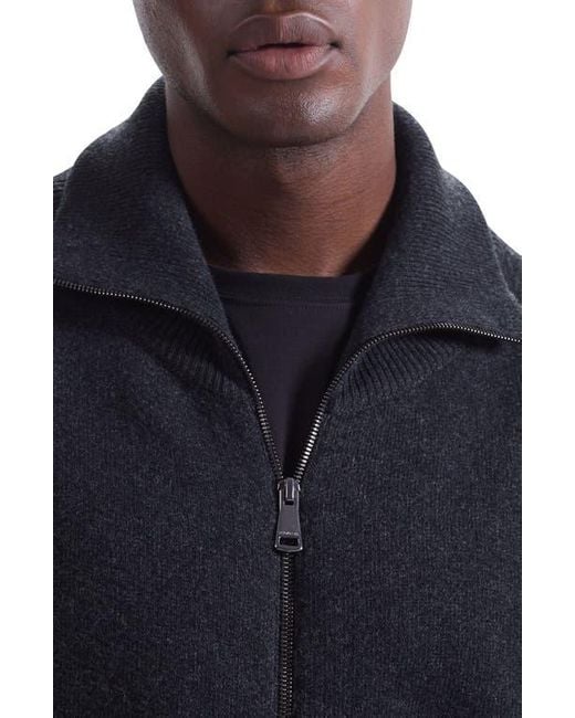 Bugatchi Black Wool Blend Zip Cardigan for men