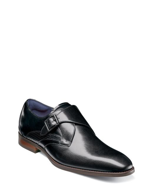 Stacy Adams Karcher Plain Toe Monk Strap Shoe in Black for Men | Lyst