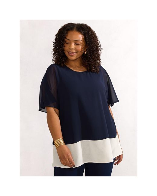 Live Unlimited Blue Colour Block Overlay T-Shirt