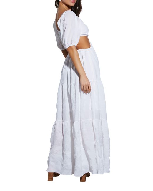 Vici Collection White Cartagena Cutout Tiered Maxi Dress