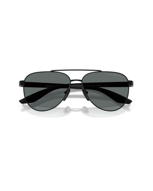 Prada Linea Rossa Gray 58Mm Polarized Pilot Sunglasses for men