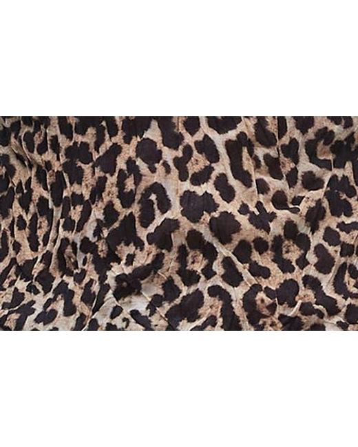 TOPSHOP Blue Crinkle Leopard Print Long Sleeve Top