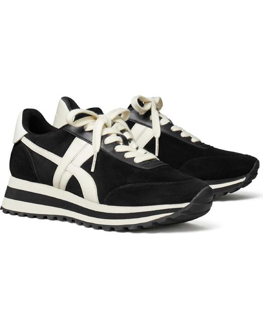 Tory Burch Black Hank Wedge Runner Sneaker