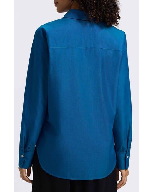 Foxcroft Blue Meghan Solid Cotton Button-Up Shirt