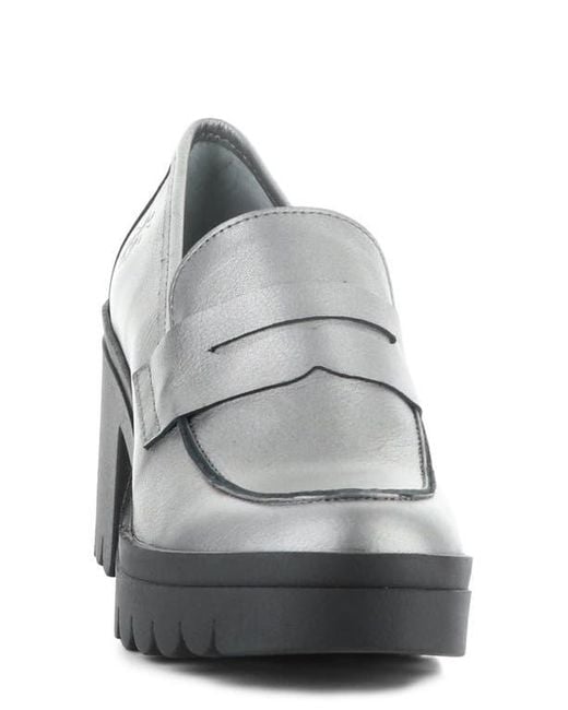 Fly London Gray Toky Platform Penny Loafer