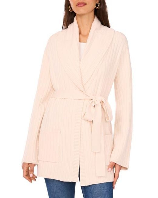 Vince Camuto Natural Shawl Collar Belted Cardigan