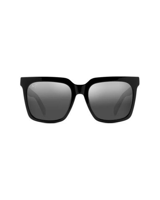 Maui Jim Black Rooftops 54Mm Polarizedplus2 Square Sunglasses