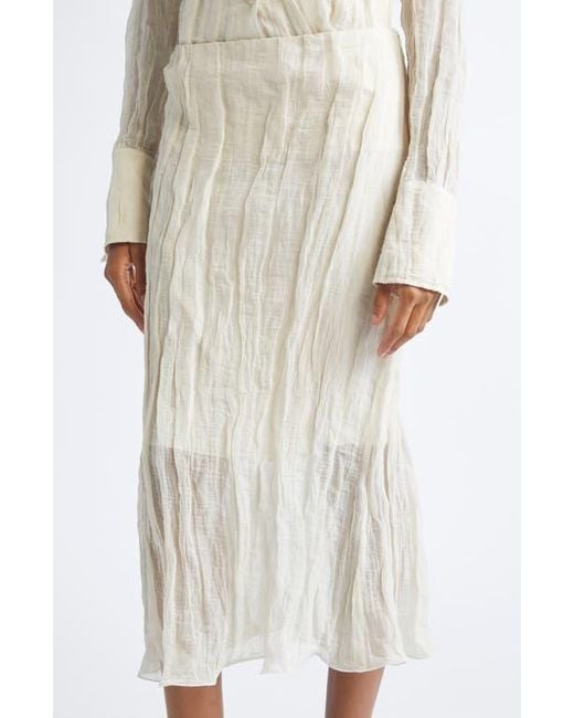 Brandon Maxwell Natural The James Metallic Organza Straight Skirt