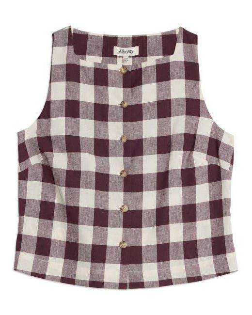 Albaray Blue Gingham Button Top