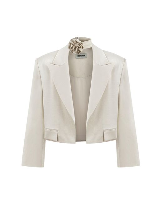 Nocturne White Double-breasted Short Jacket