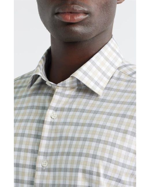 Scott Barber White Regular Fit Check Mélange Cotton Gingham Button-Up Shirt for men