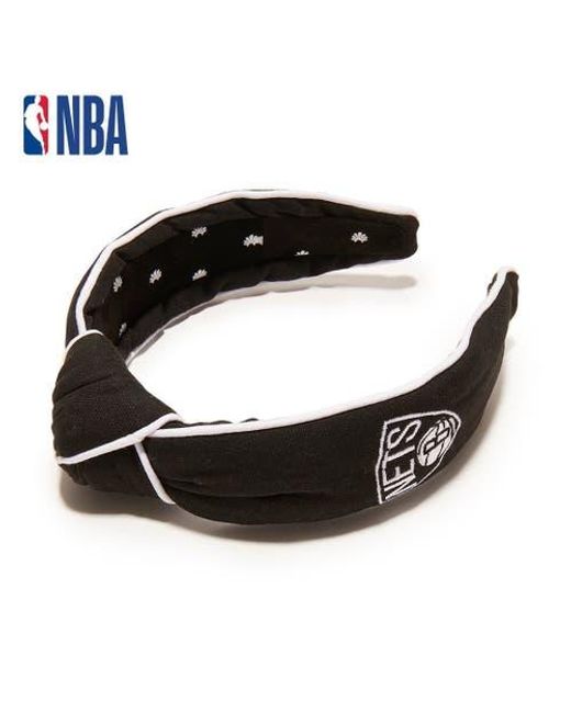 Lele Sadoughi Black Nba Brooklyn Nets Embroidered Headband