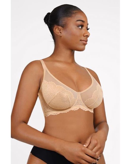Shapellx Brown Supportive Unlined Lace Underwired Bra