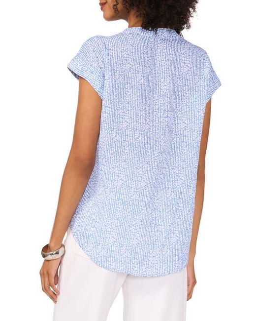 Vince Camuto Blue Abstract Print V-Neck Top