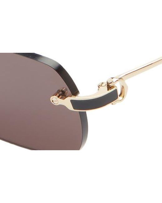 Cartier Brown 55Mm Rimless Oval Sunglasses for men