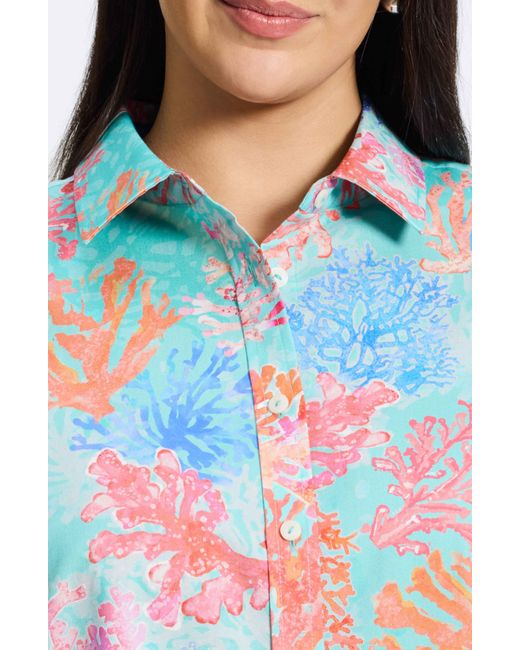 Foxcroft Blue Meghan Cotton Button-up Shirt
