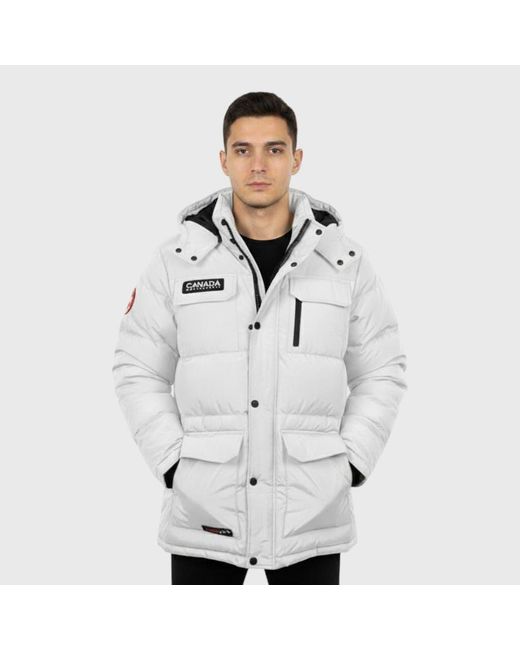 canada weather gear Gray Heavyweight Hooded Puffer Jacket for men