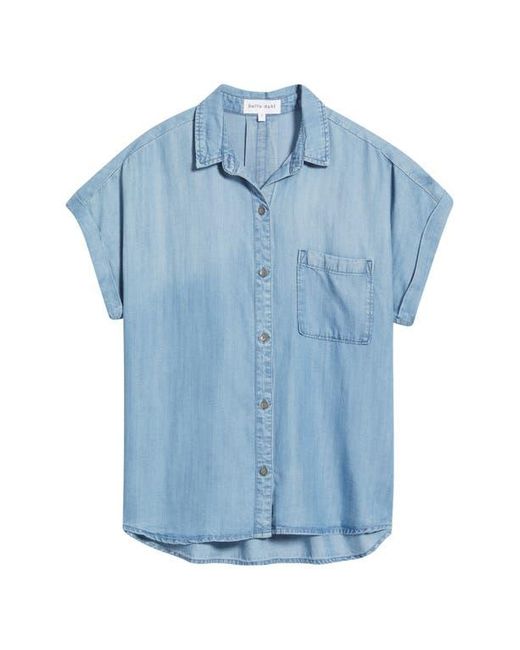 Bella Dahl Blue Washed Chambray Short Sleeve Button-Up Shirt