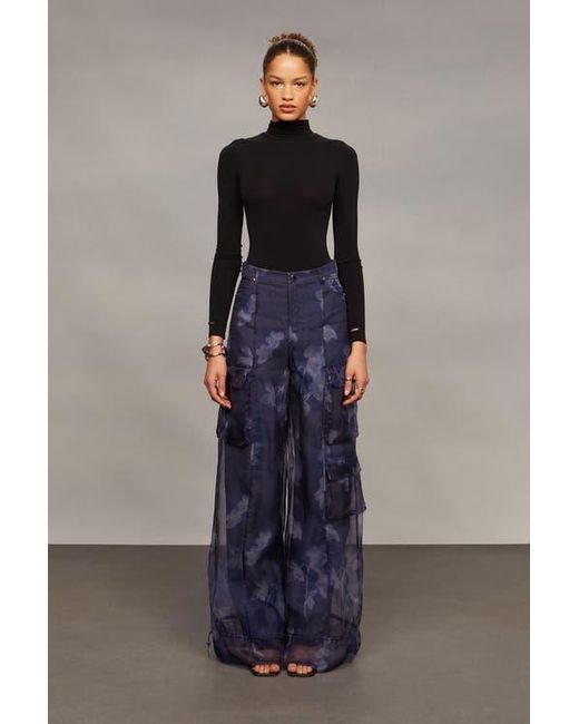 AMUR Blue Bridgette Organza Cargo Pants