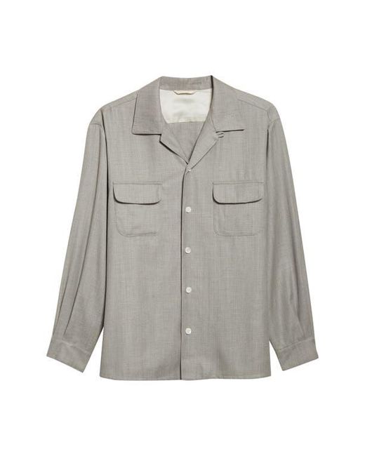 Second Layer Gray Church Wool Button-Up Shirt for men
