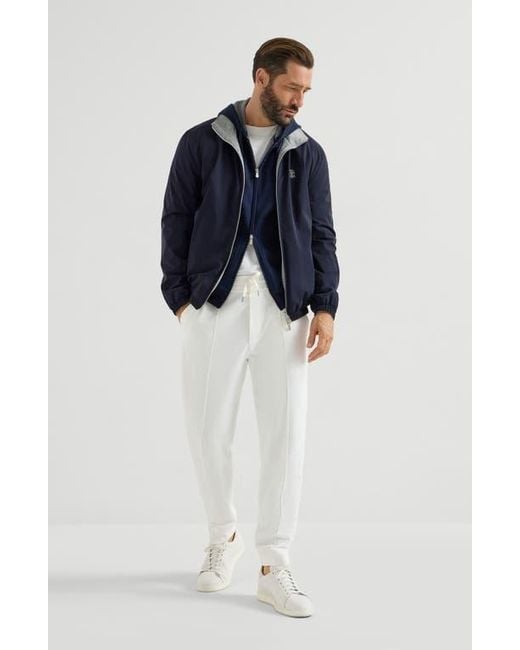 Brunello Cucinelli Blue Reversible Logo Jacket for men