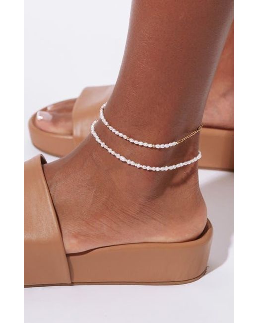 SET & STONES White Bowie Freshwater Pearl Anklet