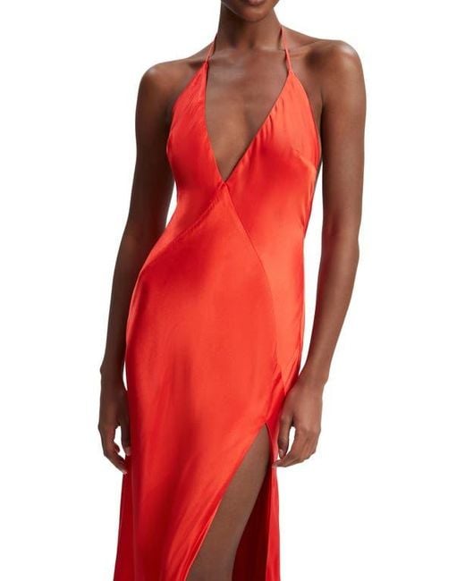 Bardot Women's Red Yve Satin Halter Dress - www.ice4pros.com.br