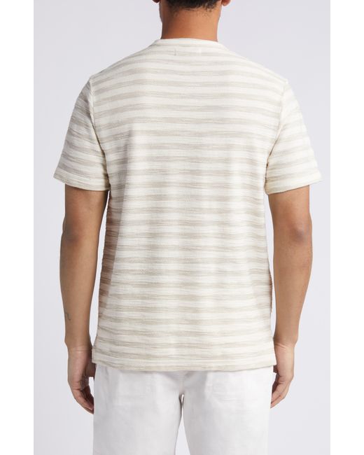 Treasure & Bond White Jacquard Stripe T-shirt for men