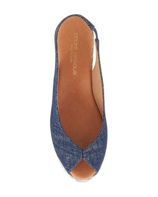 Andre Assous Blue Audrey Espadrille Wedge Sandal