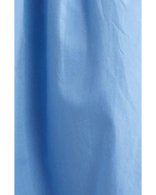 Ramy Brook Blue Julianna Pleated Long Sleeve Poplin Minidress