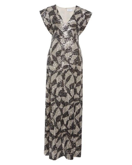 St. John White Cubist Sequin Gown