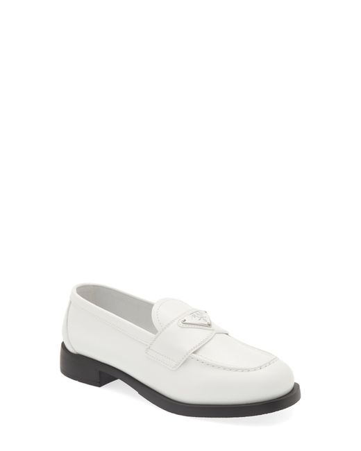 Prada Triangle Logo Loafer in White Lyst