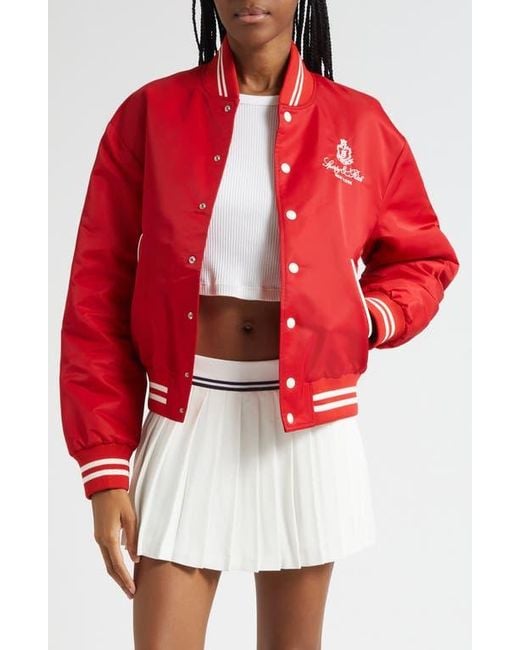 Sporty & Rich Red Vendome Nylon Varsity Jacket