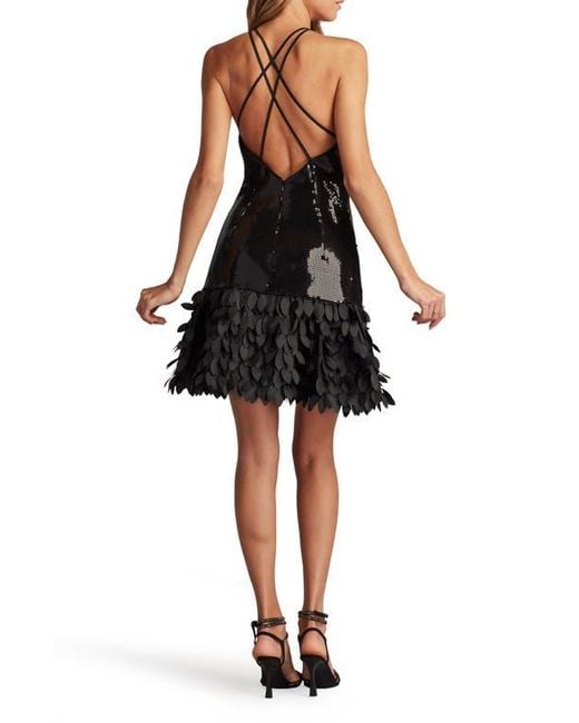 Tadashi Shoji Black Sleeveless Sequin A-Line Dress